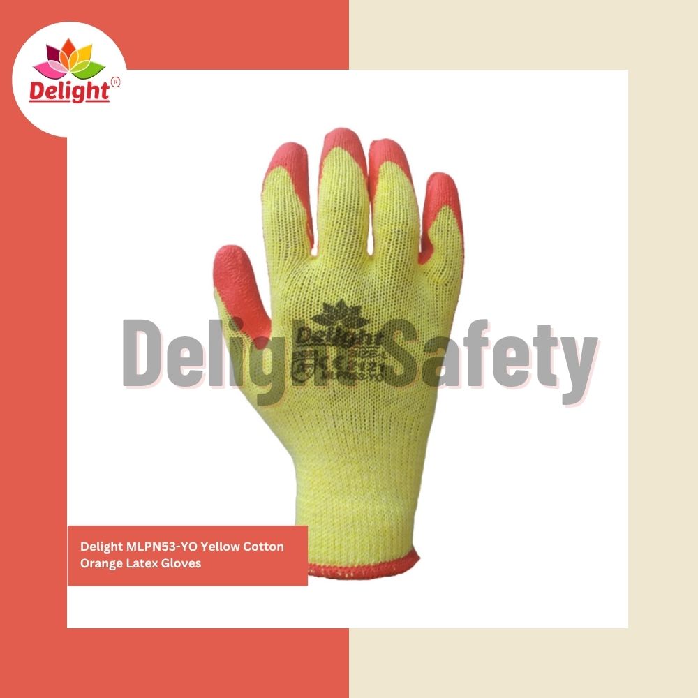 Delight MLPN53-Yo Yellow Orange Latex Palm Coated Hand Gloves