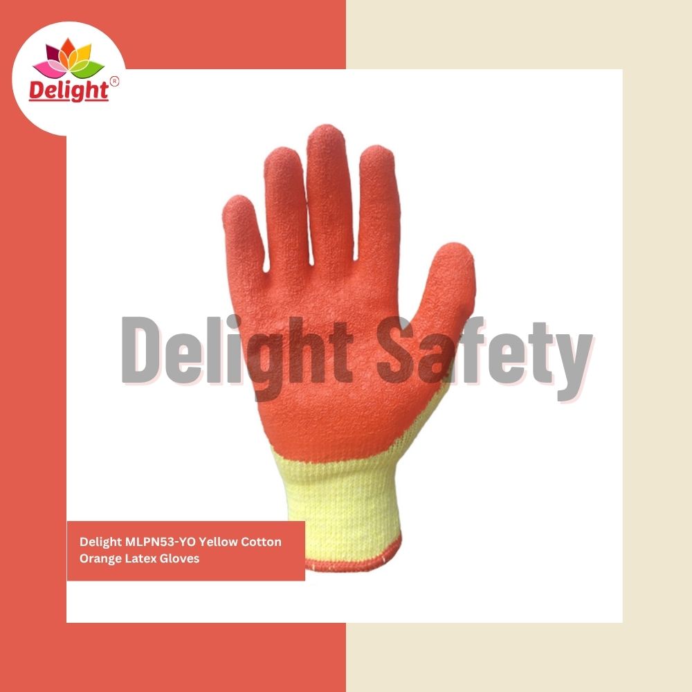 Delight MLPN53-Yo Yellow Orange Latex Palm Coated Hand Gloves