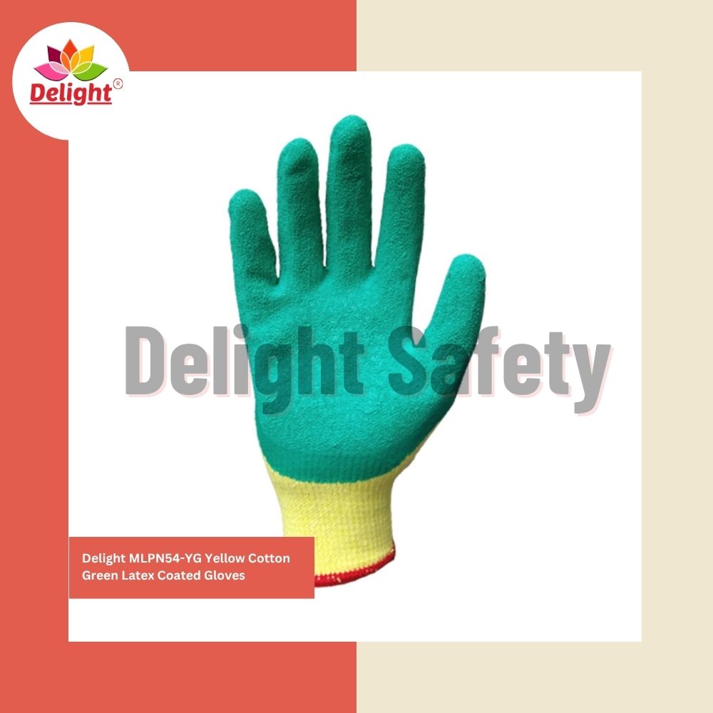 Delight MLPN54-YG Yellow Green Latex Palm Coated Hand Gloves