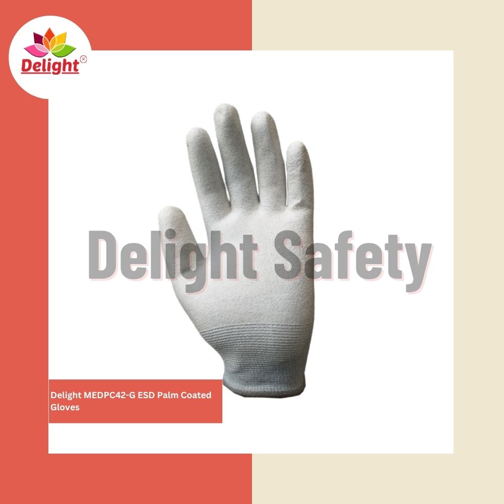 Delight Medpc42-G Esd Palm Coated Gloves - Color: White