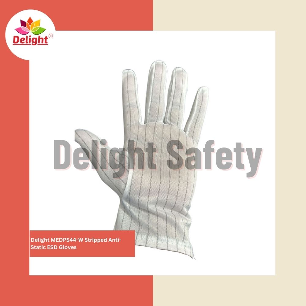 Delight Medps44-W Stripped Anti-Static Esd Gloves - Color: White
