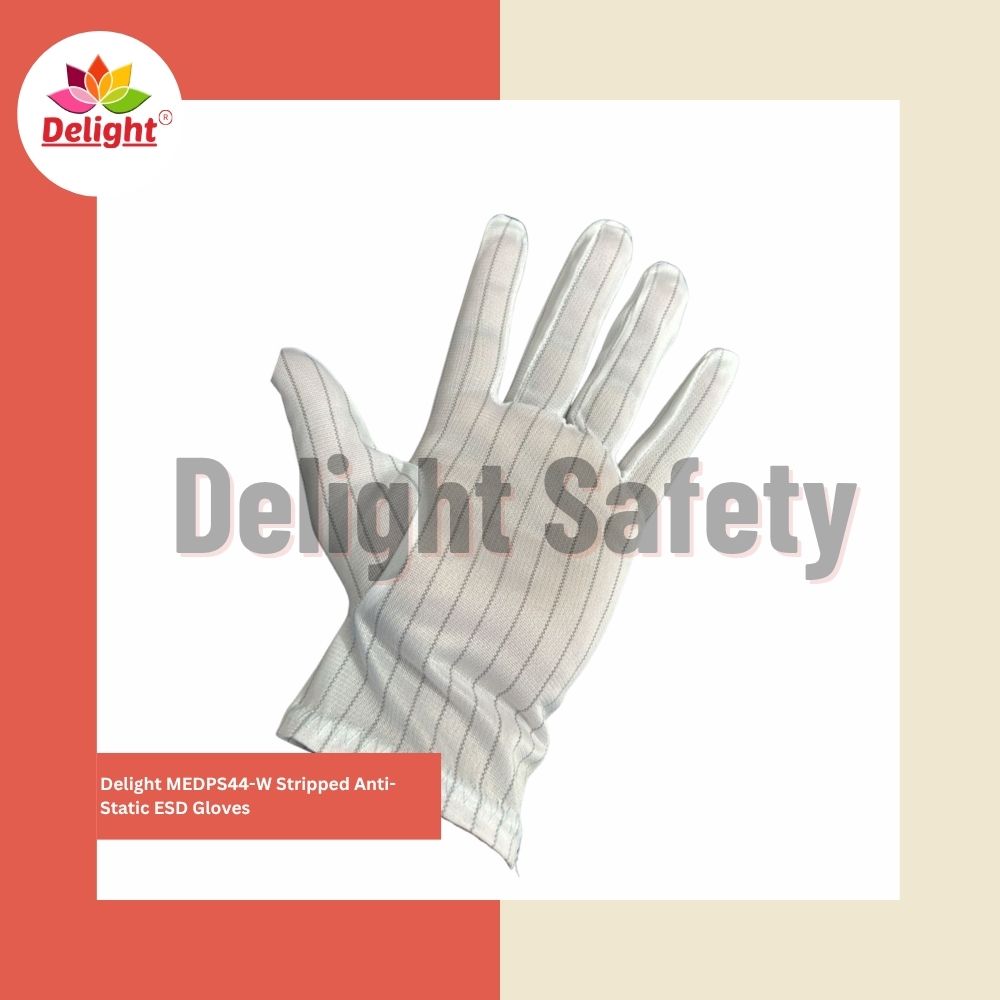 Delight MEDPS44-W Stripped Anti-Static ESD Gloves