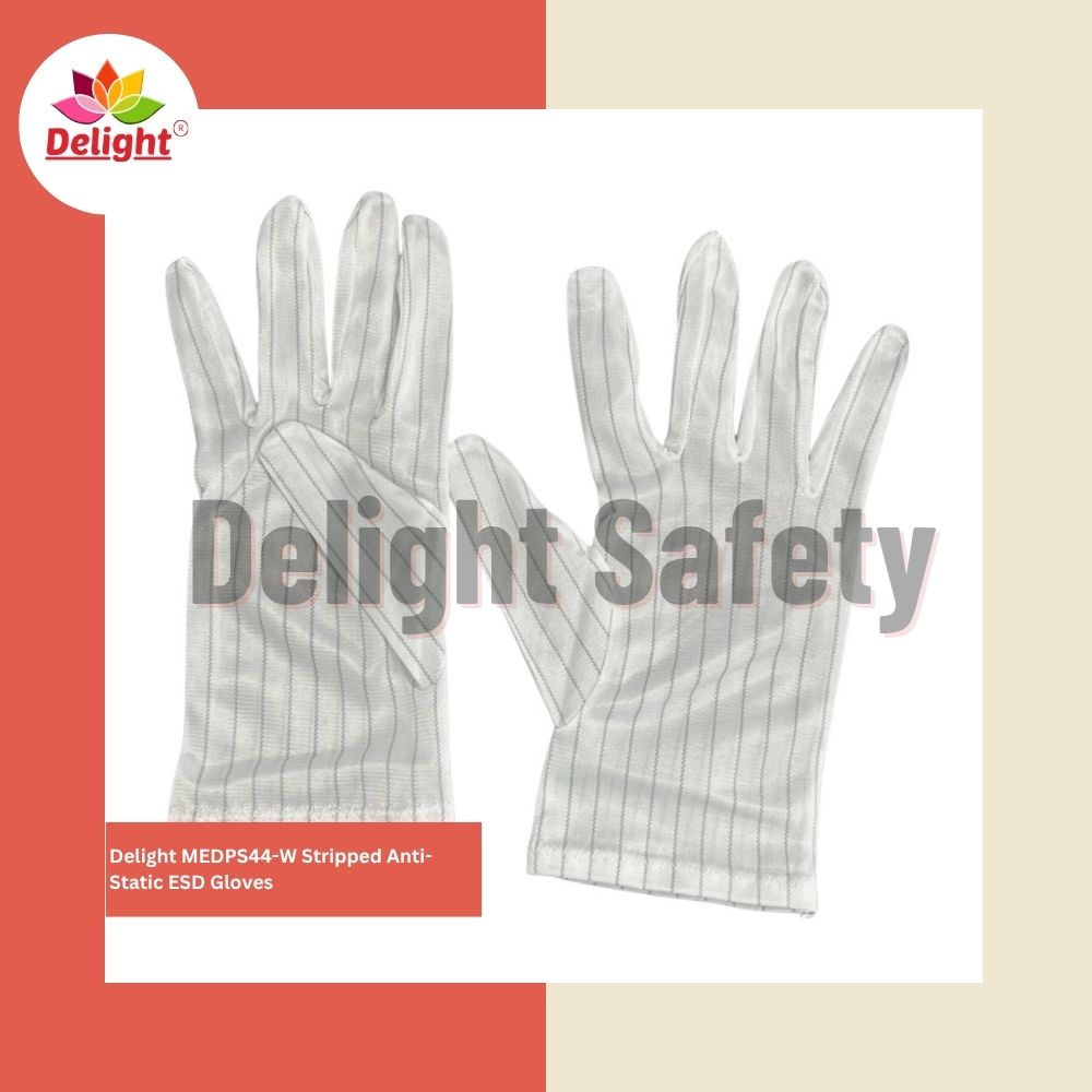 Delight MEDPS44-W Stripped Anti-Static ESD Gloves