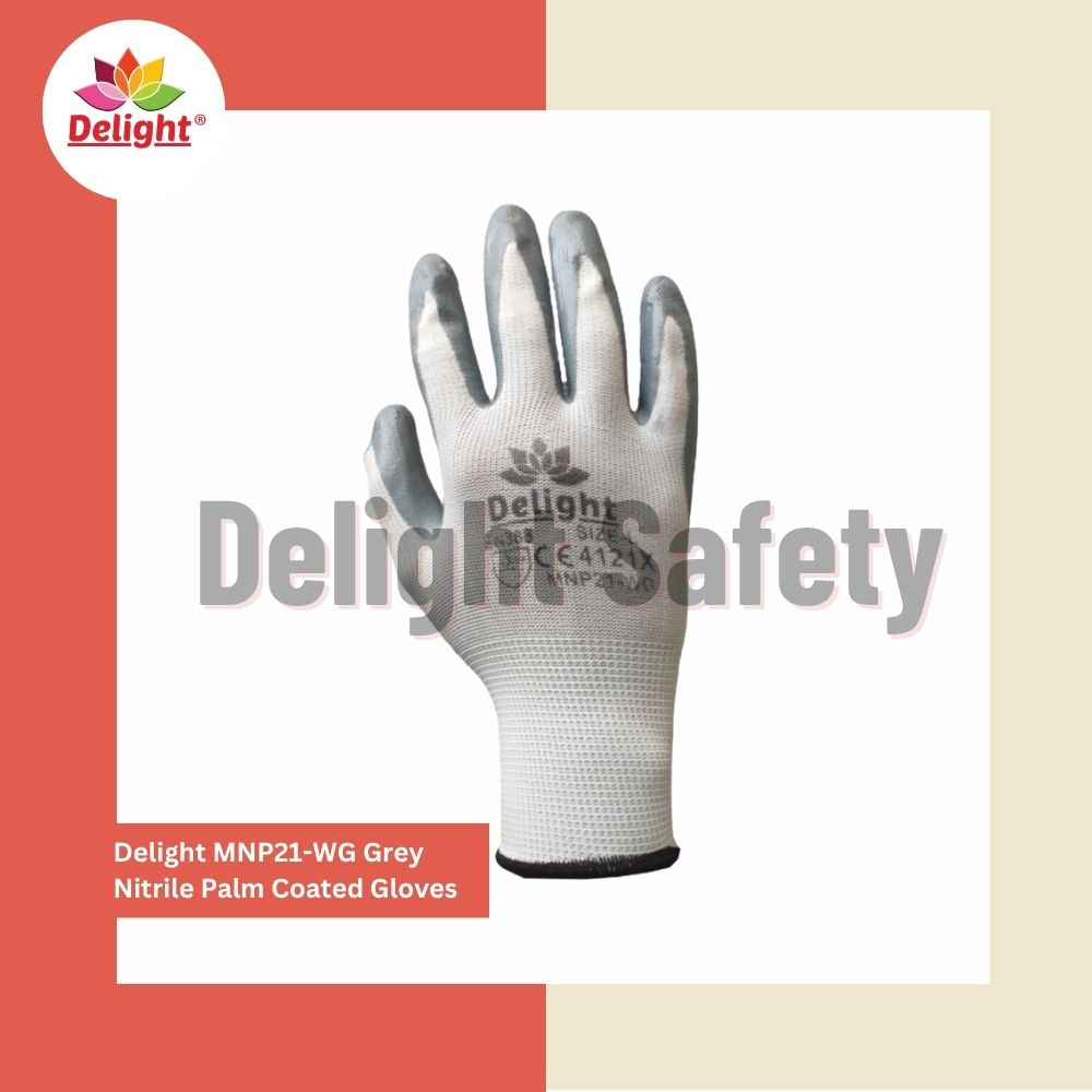 Delight MNP21-WG Grey Nitrile Palm Coated Gloves