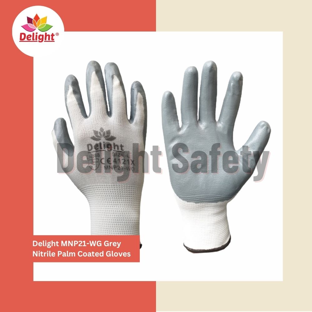 Delight MNP21-WG Grey Nitrile Palm Coated Gloves