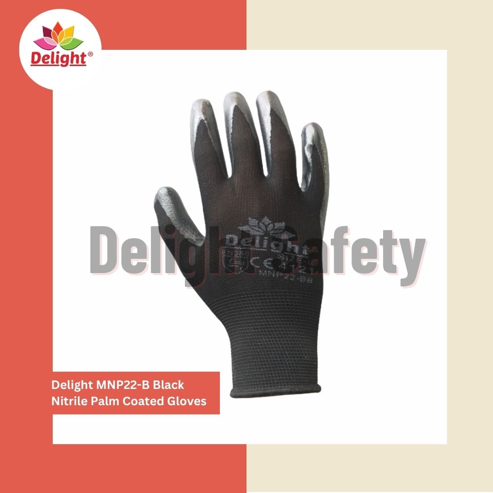 Delight MNP22-B Black Nitrile Palm Coated Gloves