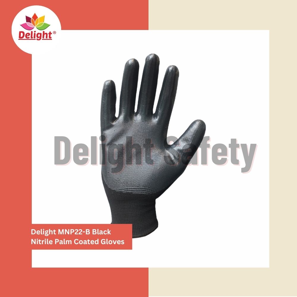 Delight MNP22-B Black Nitrile Palm Coated Gloves