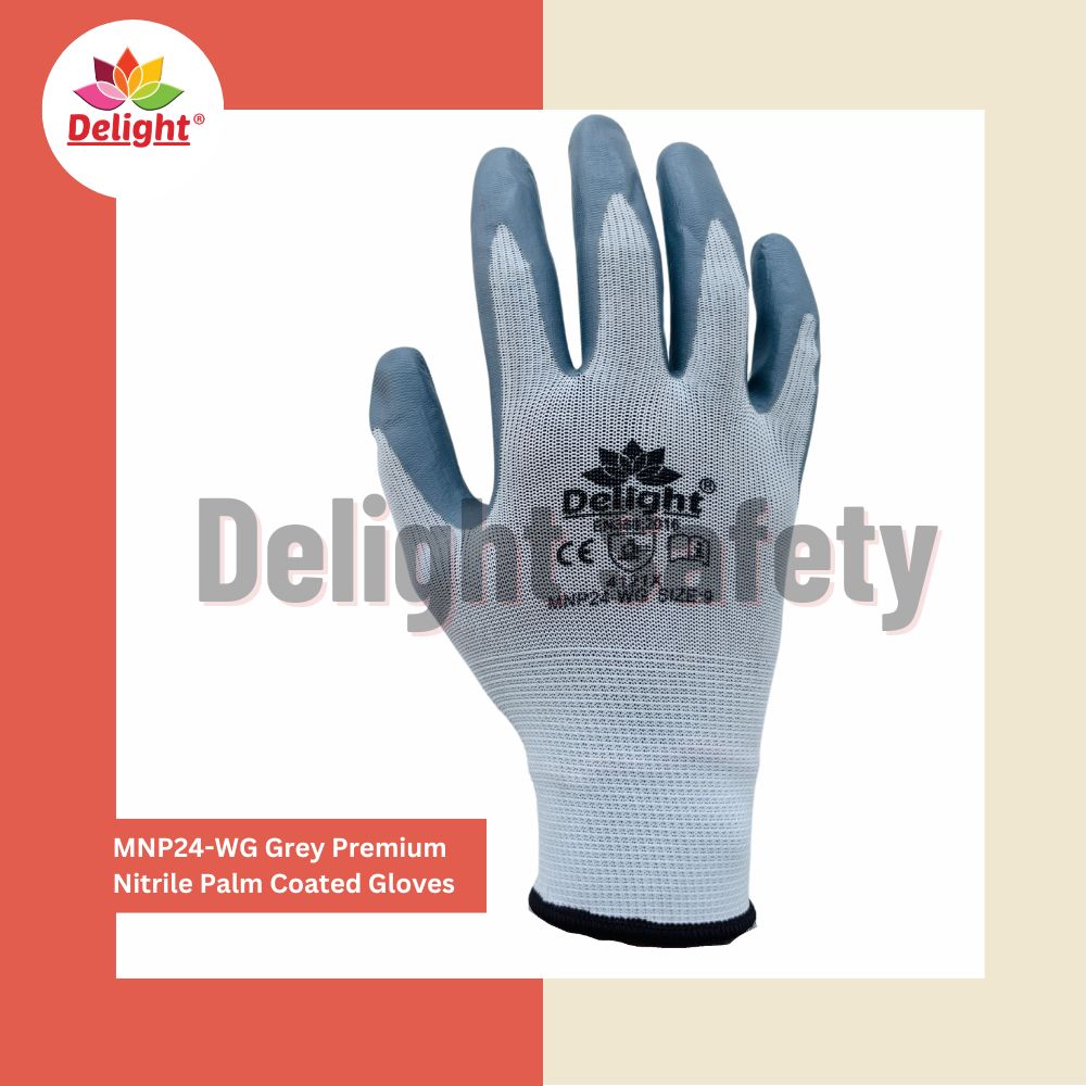 Delight MNP24-WG Premium Grey Nitrile Palm Coated Gloves