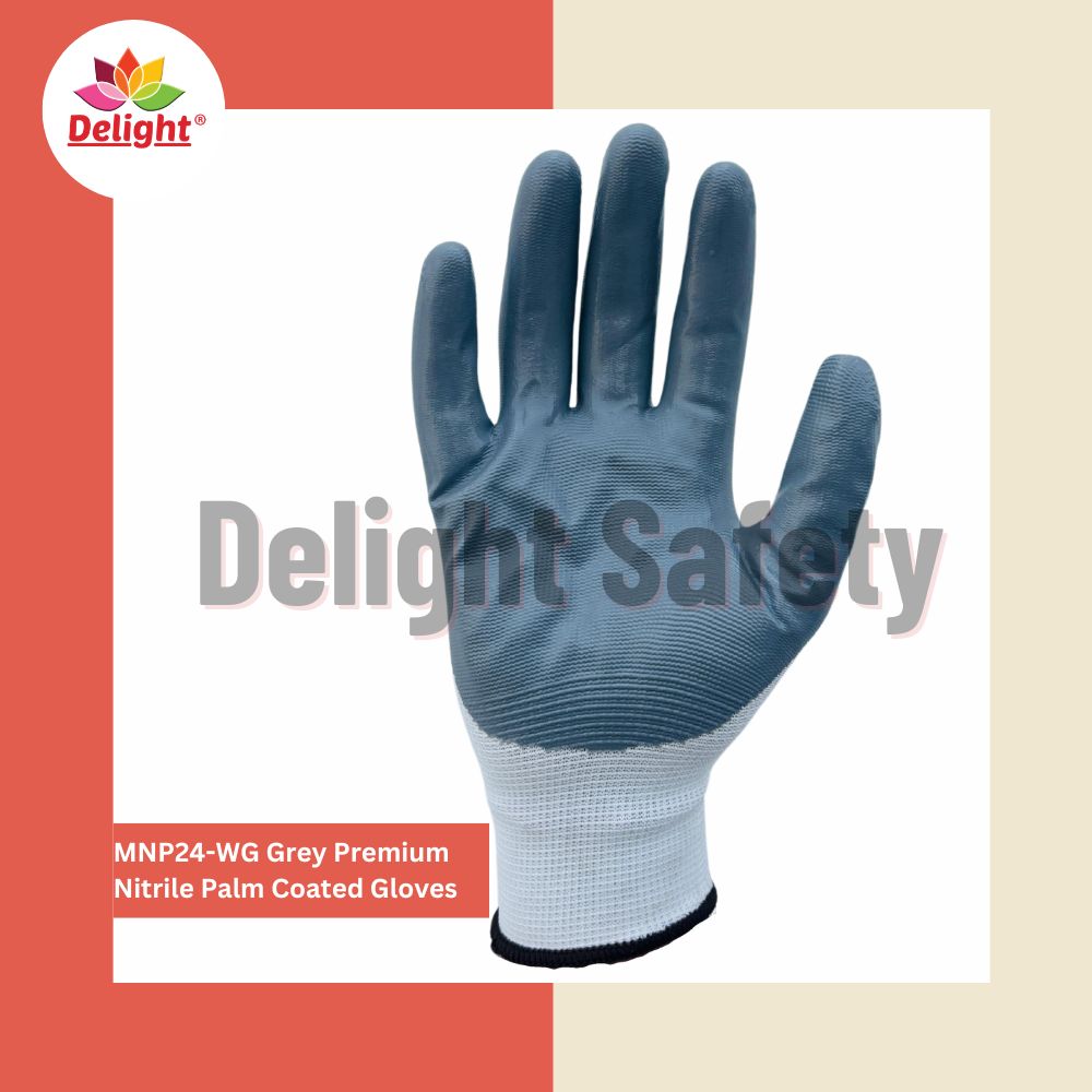 Delight MNP24-WG Premium Grey Nitrile Palm Coated Gloves