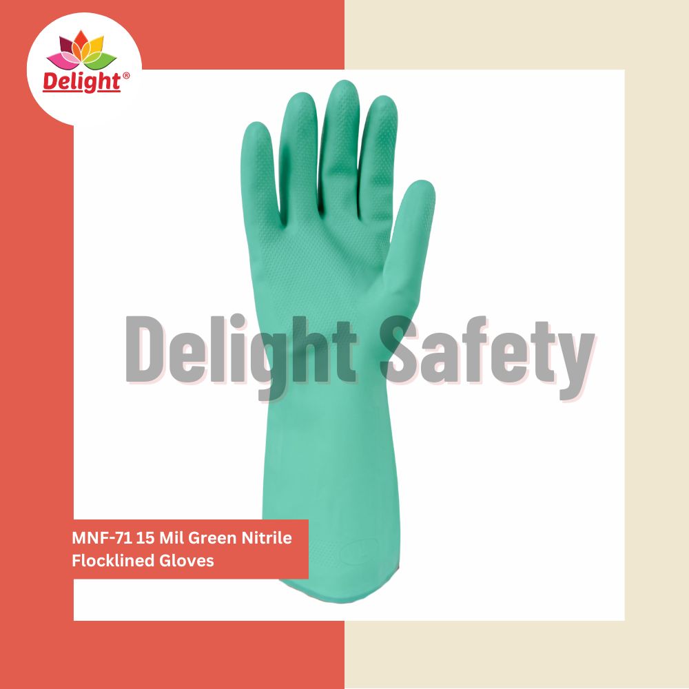 Delight MNF71 15 Mil Green Nitrile Flocklined Gloves