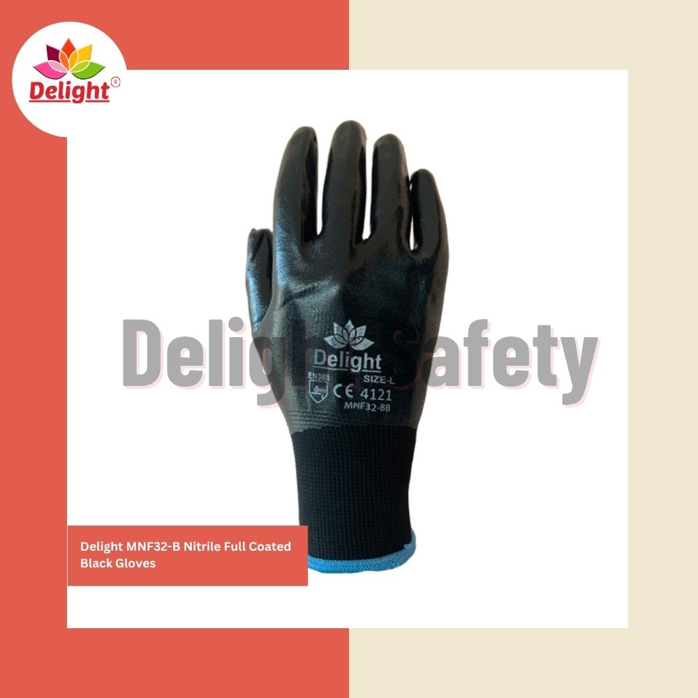 Delight MNF32-B Nitrile Full Coated Black Gloves