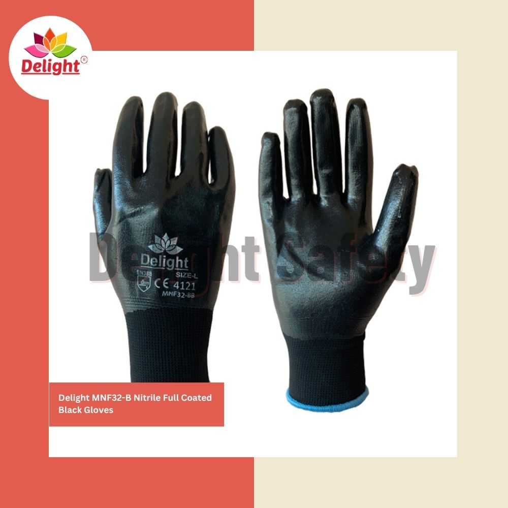 Delight MNF32-B Nitrile Full Coated Black Gloves