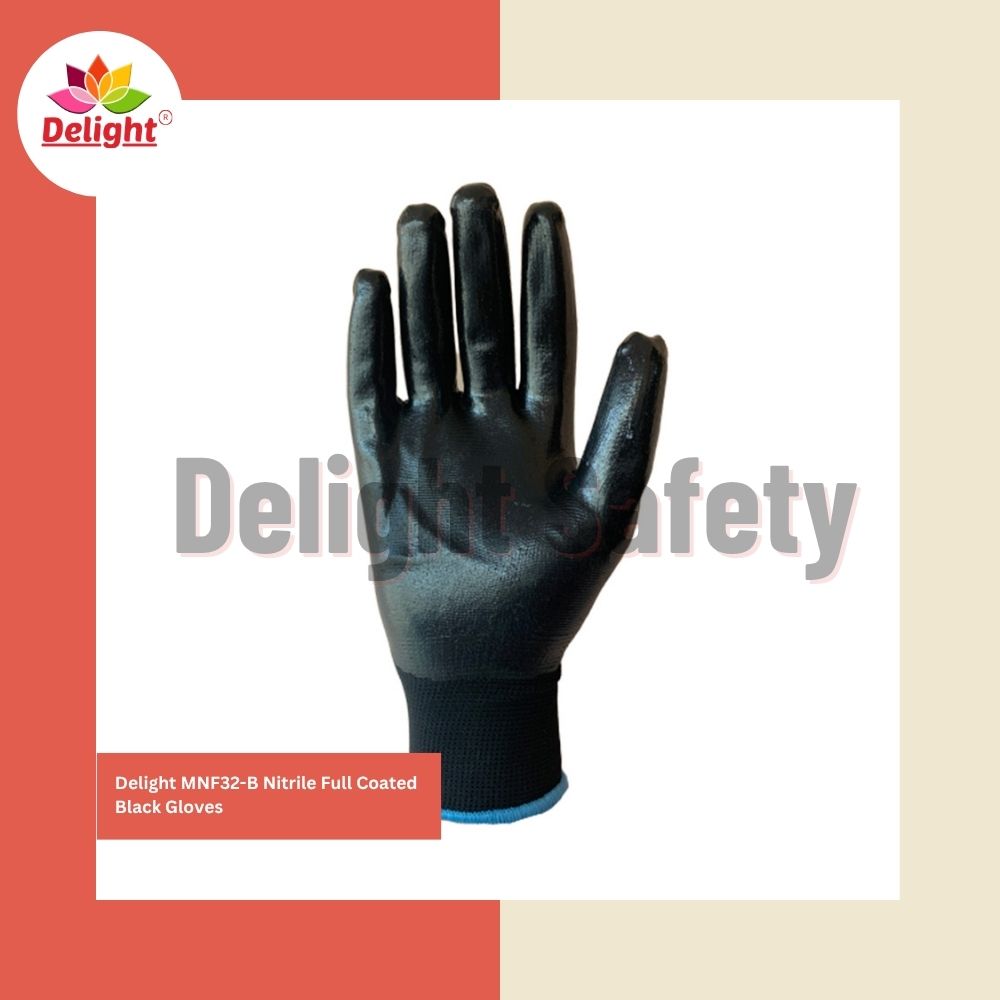 Delight MNF32-B Nitrile Full Coated Black Gloves