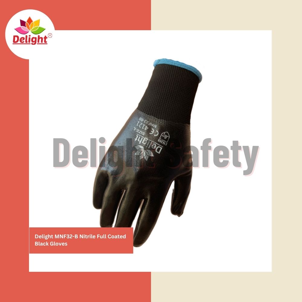 Delight MNF32-B Nitrile Full Coated Black Gloves