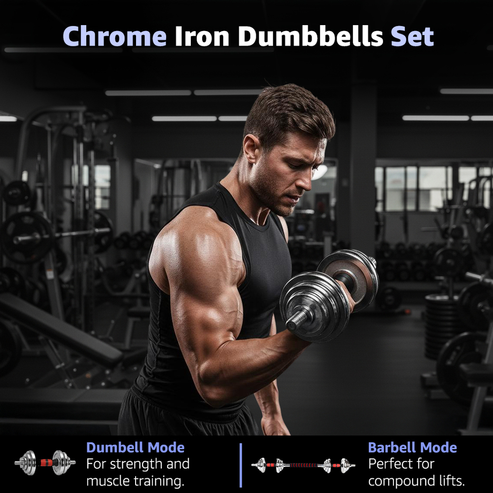 PDS-30C Chrome Iron Dumbbells Set