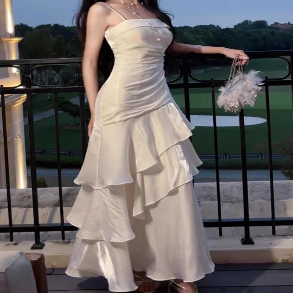 Export Surplus Women's Layered Maxi Dress - Color: White