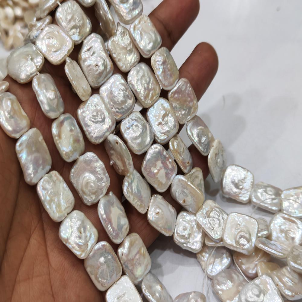 Natural Pearl Cushion Square Shape 15-16mm Beads Sold per strand 15 inches