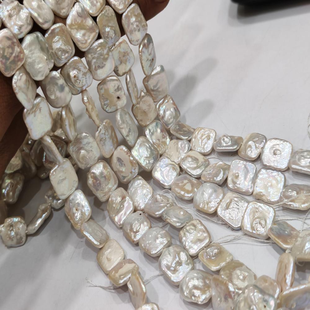 Natural Pearl Cushion Square Shape 15-16mm Beads Sold per strand 15 inches