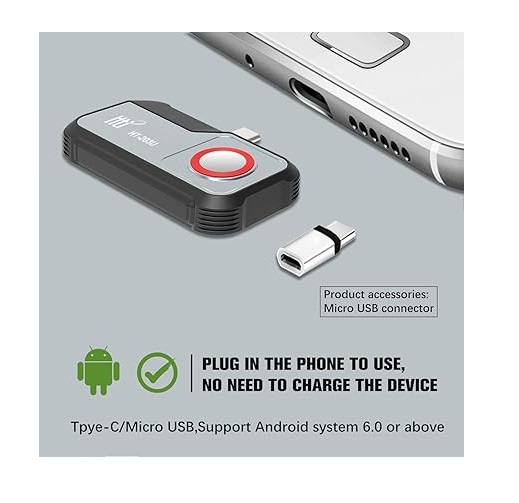 True Sense 256X192 IR Resolution Hti HT-203U Thermal Camera for Android Phone Fully Adjustable, HT-203U