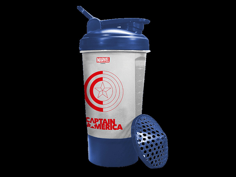 MSB-6S-CA-CL (600ml) Captain America Marvel Edition Protein Shaker Bottle with Single Storage