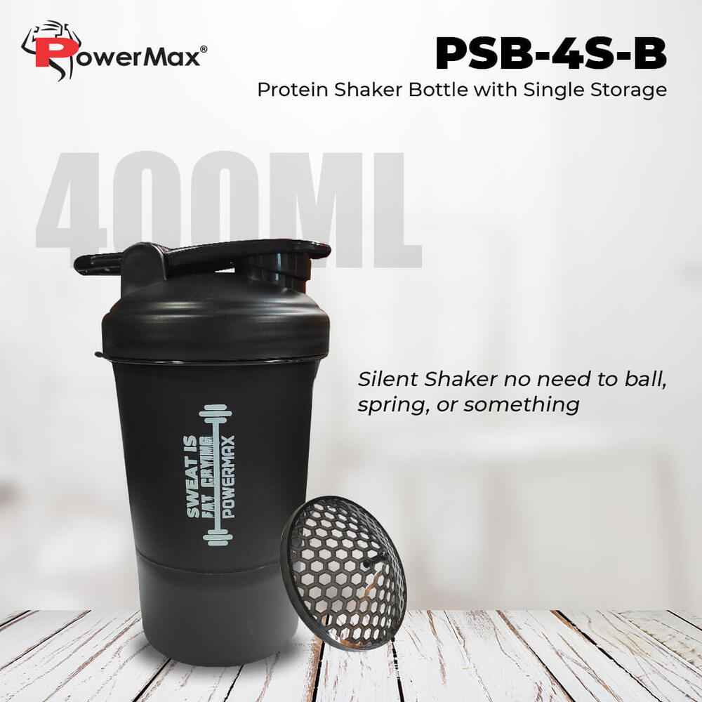 PSB-4S-B (400ml) Protein Shaker Bottle with Single Storage