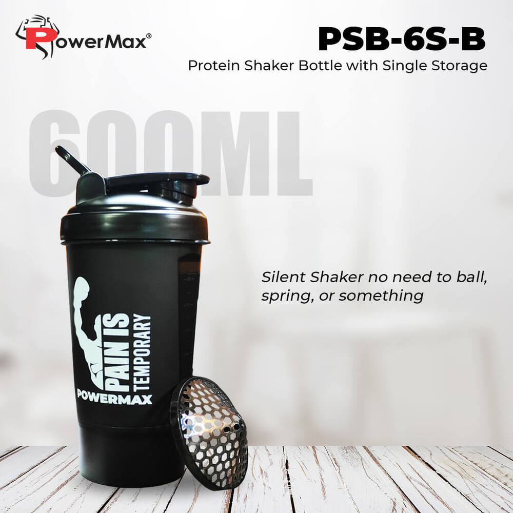 PSB-6S-B (600ml) Protein Shaker Bottle with Single Storage