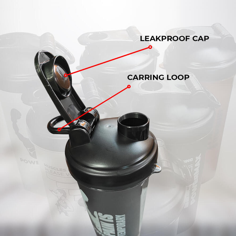 PSB-6S-B (600ml) Protein Shaker Bottle with Single Storage