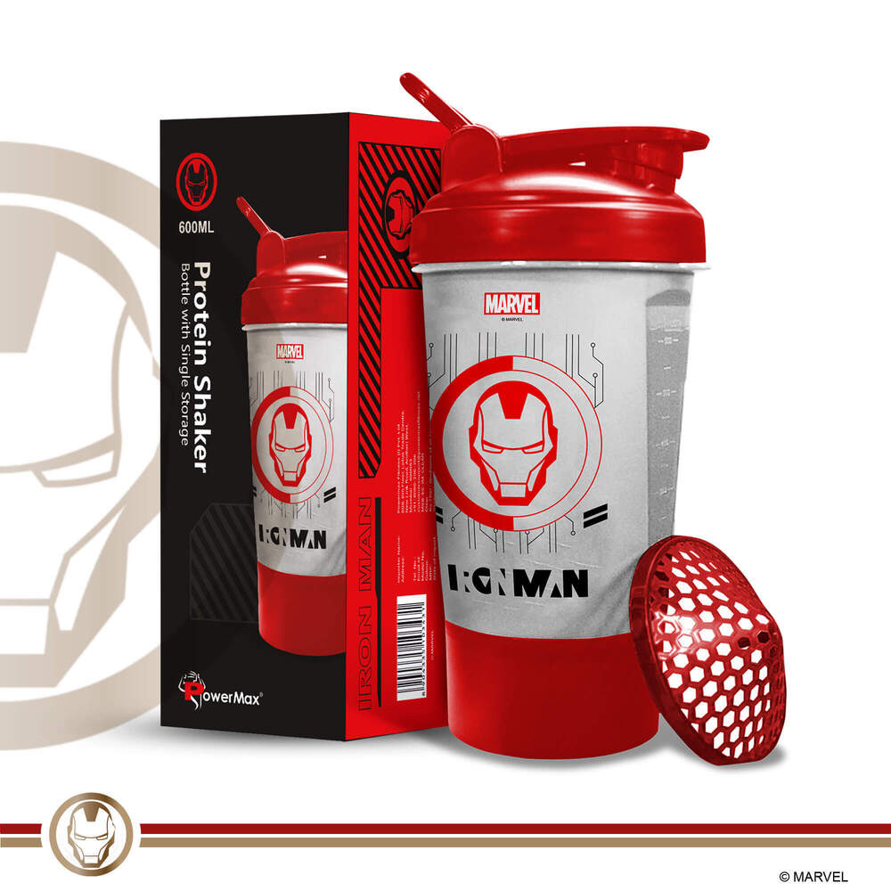 MSB-6S-IM-CL (600ml) IRONMAN Marvel Edition Protein Shaker Bottle with Single Storage