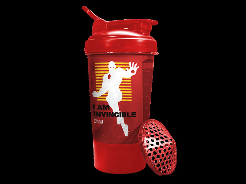 MSB-6S-IM-RD (600ml) IRONMAN Marvel Edition Protein Shaker Bottle with Single Storage