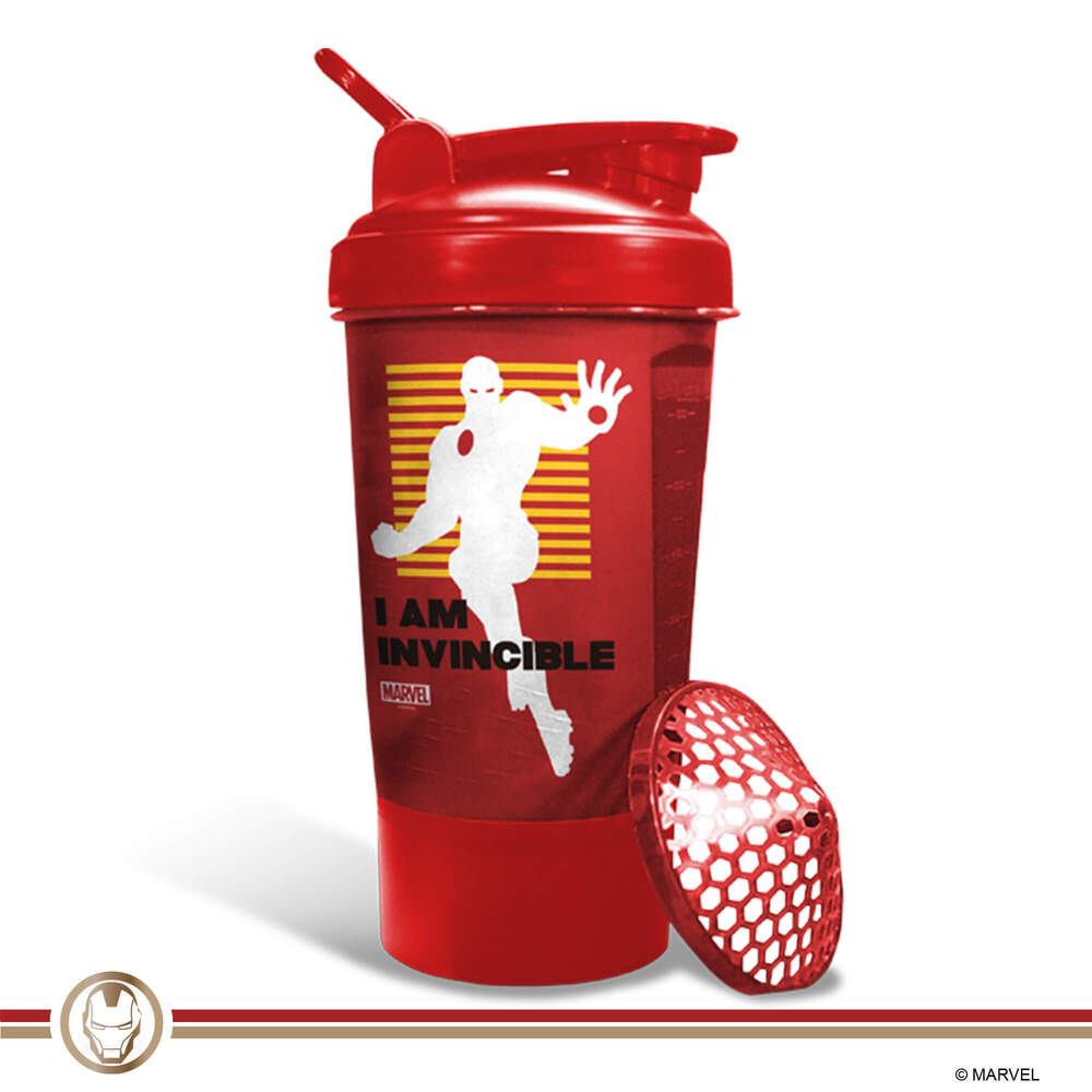 MSB-6S-IM-RD (600ml) IRONMAN Marvel Edition Protein Shaker Bottle with Single Storage