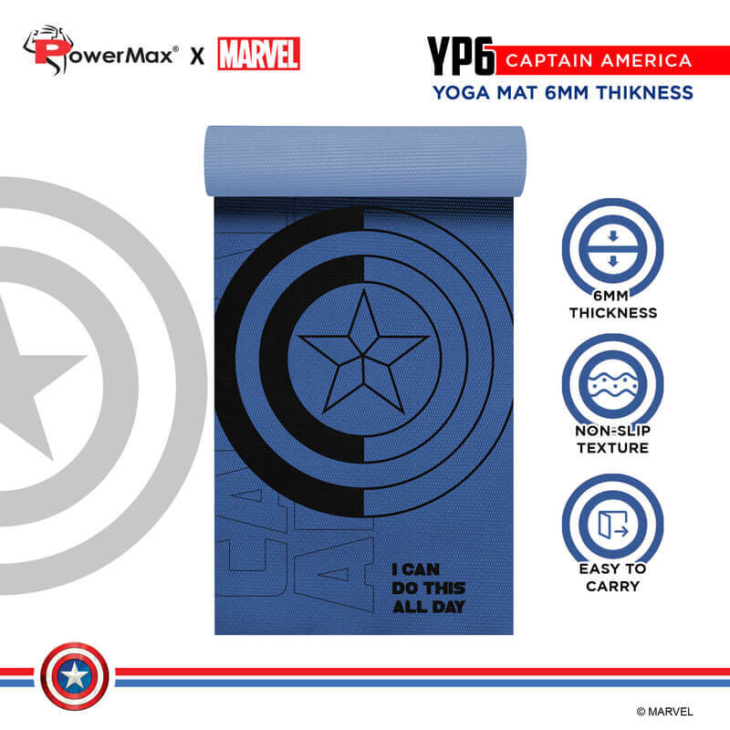 YP6-1.2 Captain America PVC Yoga mat with Bag for Gym Workout