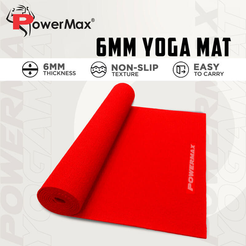 6mm Thick Premium Exercise Red Color Yoga Mat