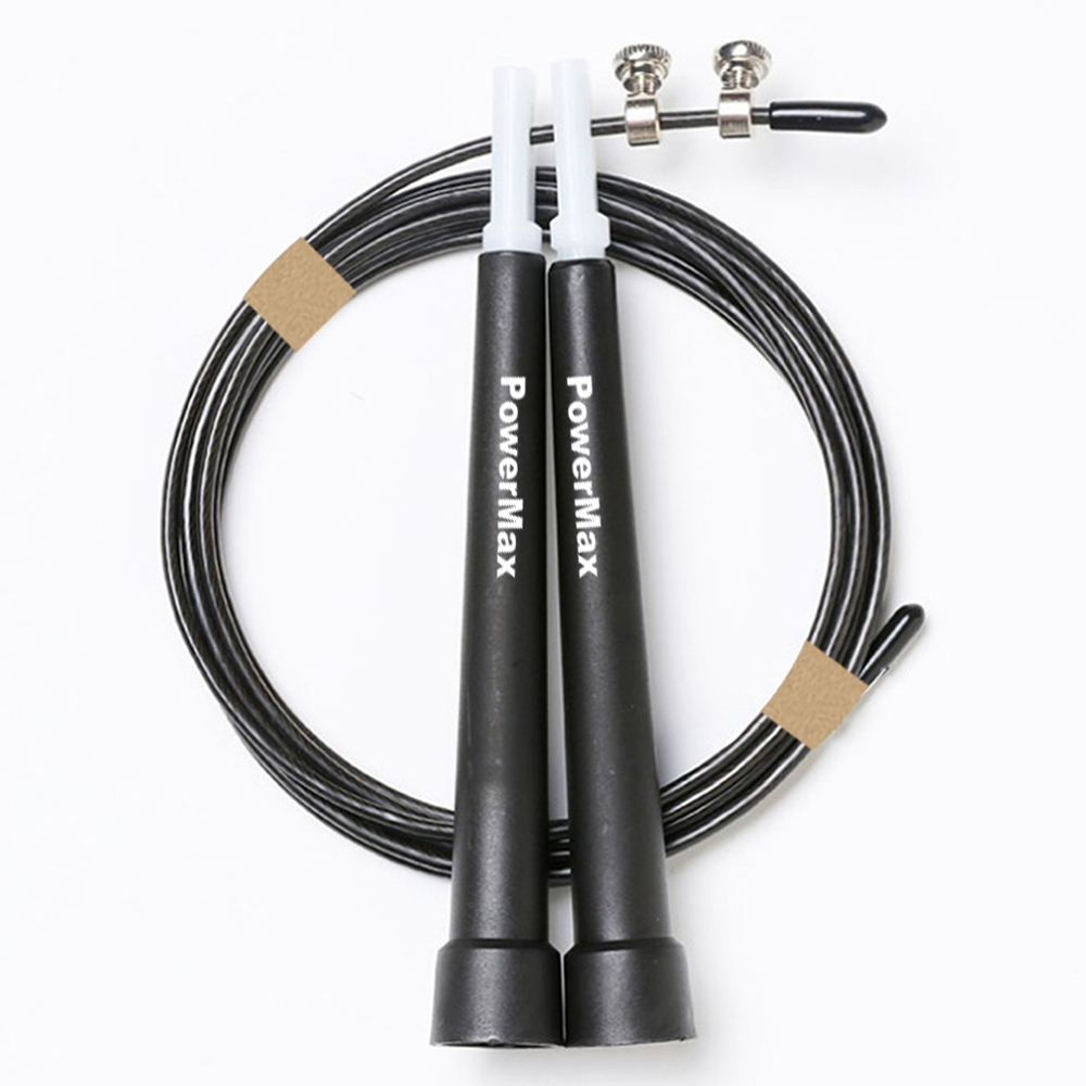 JP-2 (Black) Exercise Speed Jump Rope With Adjustable Cable
