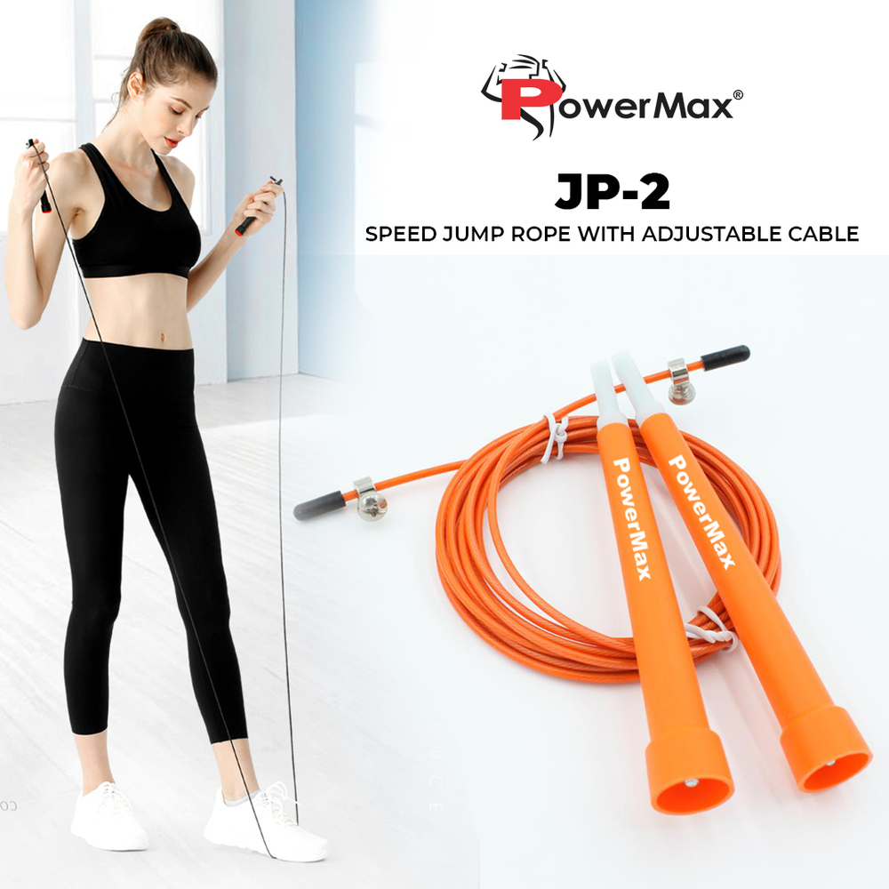 JP-2 (Orange) Exercise Speed Jump Rope With Adjustable Cable