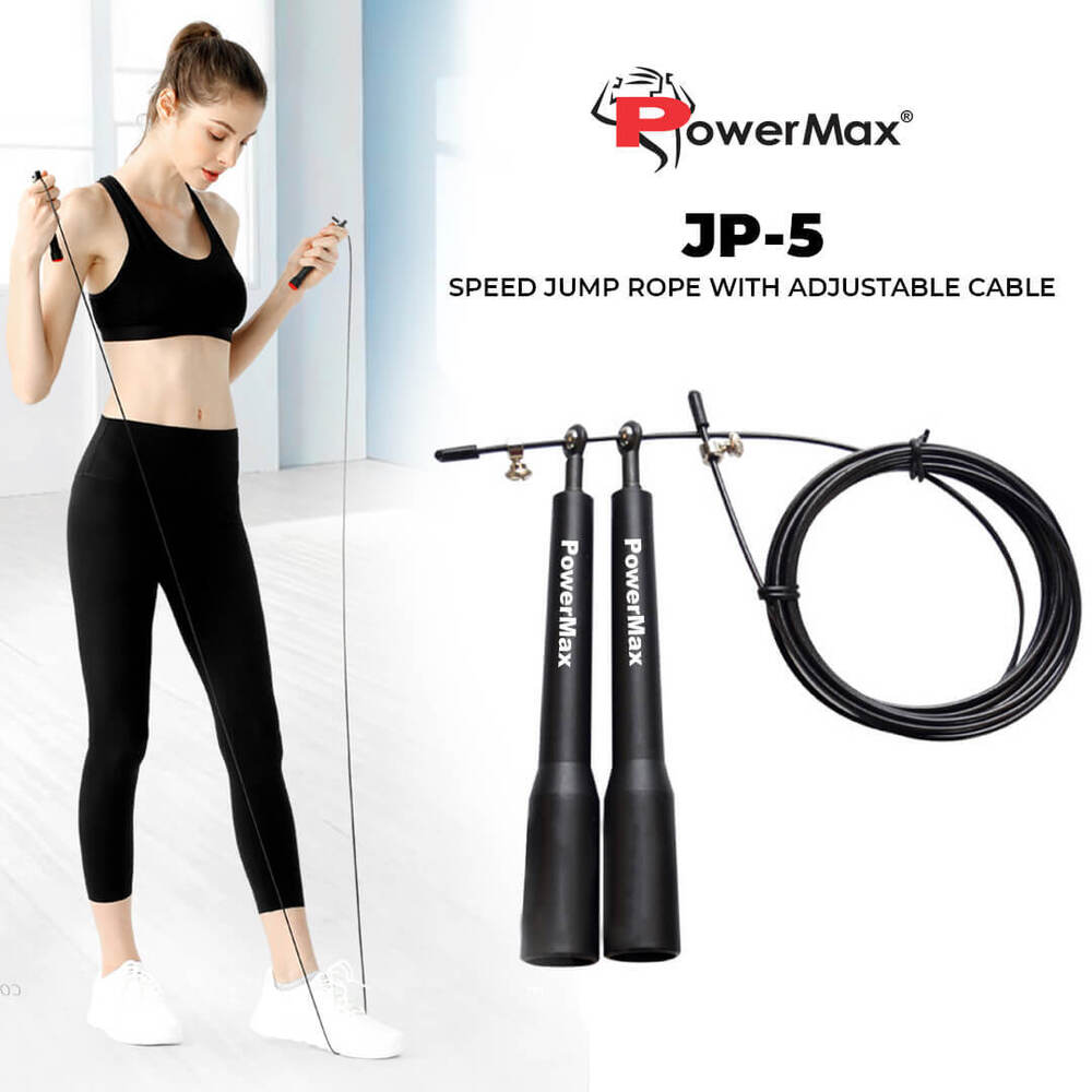 JP-5 (Black) Exercise Speed Jump Rope With Adjustable Cable