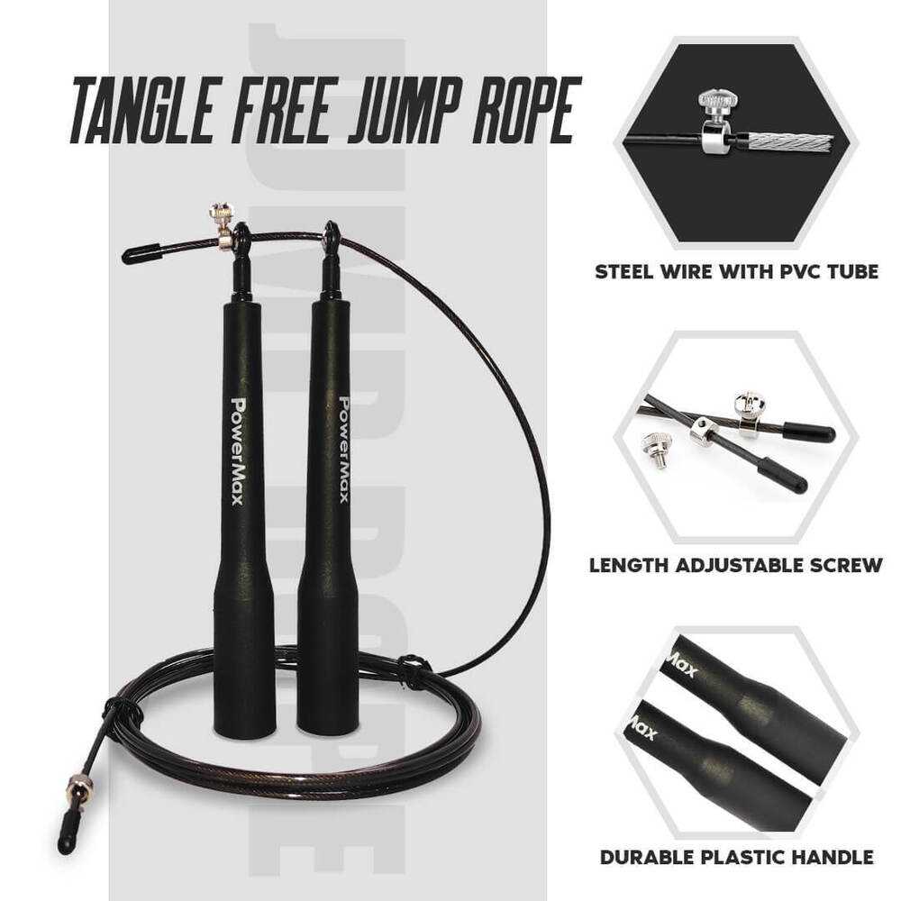 JP-5 (Black) Exercise Speed Jump Rope With Adjustable Cable