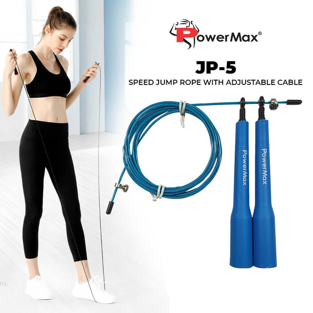 JP-5 (Blue) Exercise Speed Jump Rope With Adjustable Cable