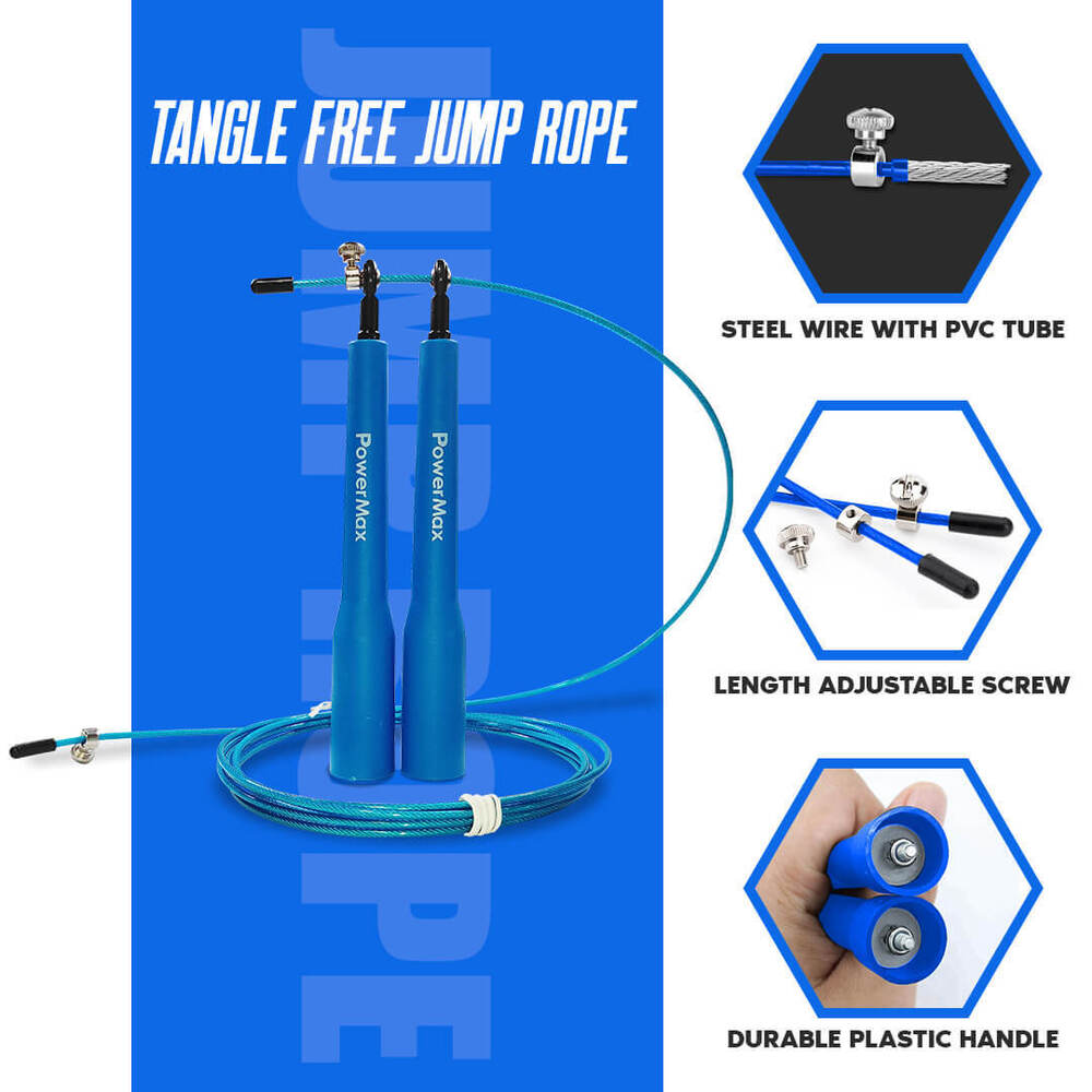 JP-5 (Blue) Exercise Speed Jump Rope With Adjustable Cable
