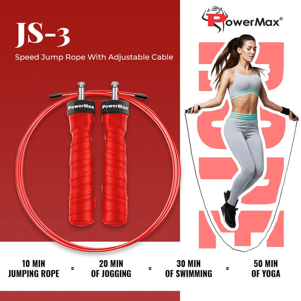 JS-3 (Red) Exercise Speed Jump Rope With Adjustable Cable