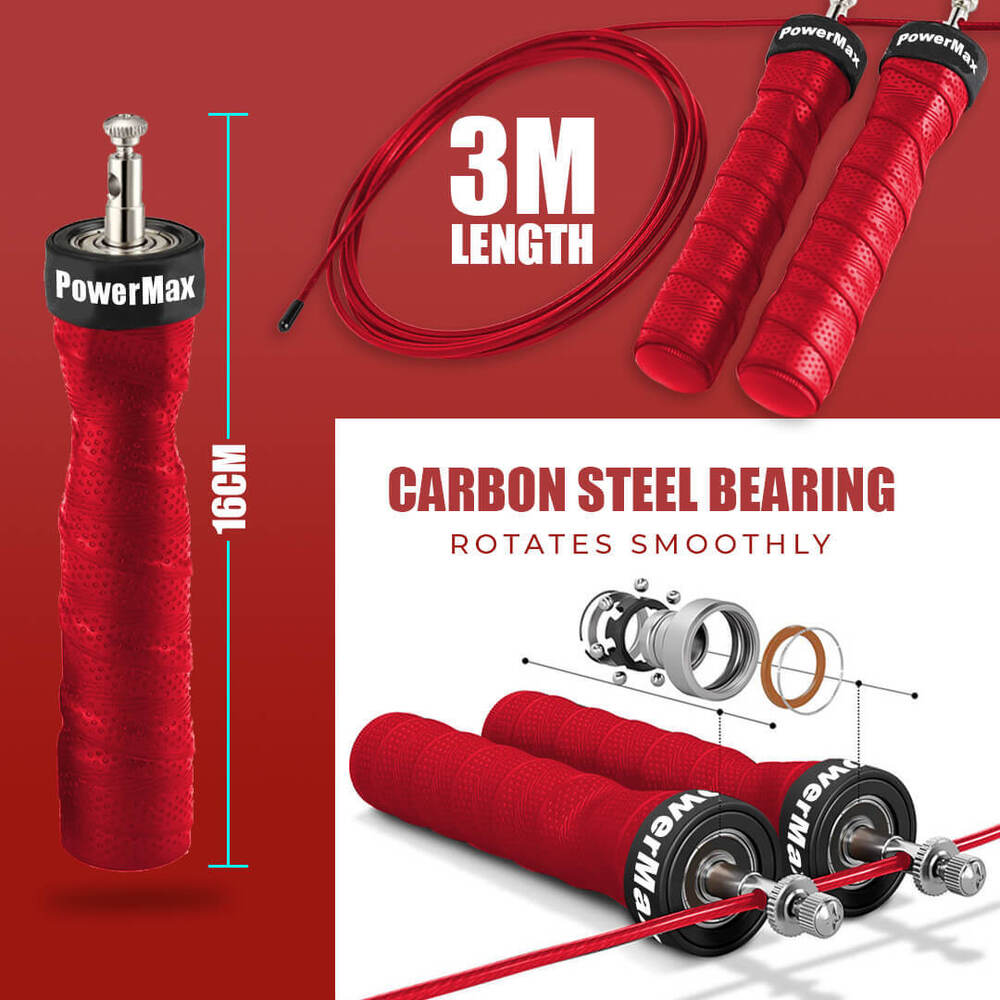JS-3 (Red) Exercise Speed Jump Rope With Adjustable Cable