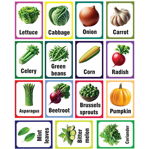 Vegetable Name Flash Cards