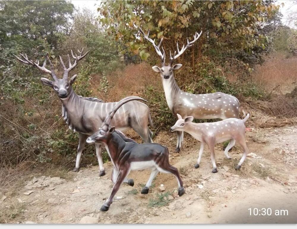 Metal Deer Sculpture - Color: Antique Brown/Gold