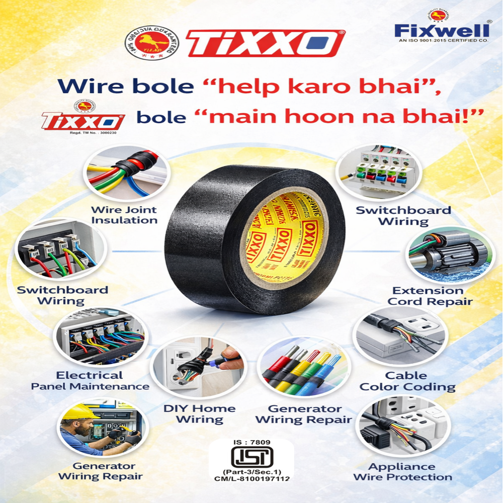 TIXXO 6 Mtr FR-Self Adhesive PVC Electric Insulation Tape