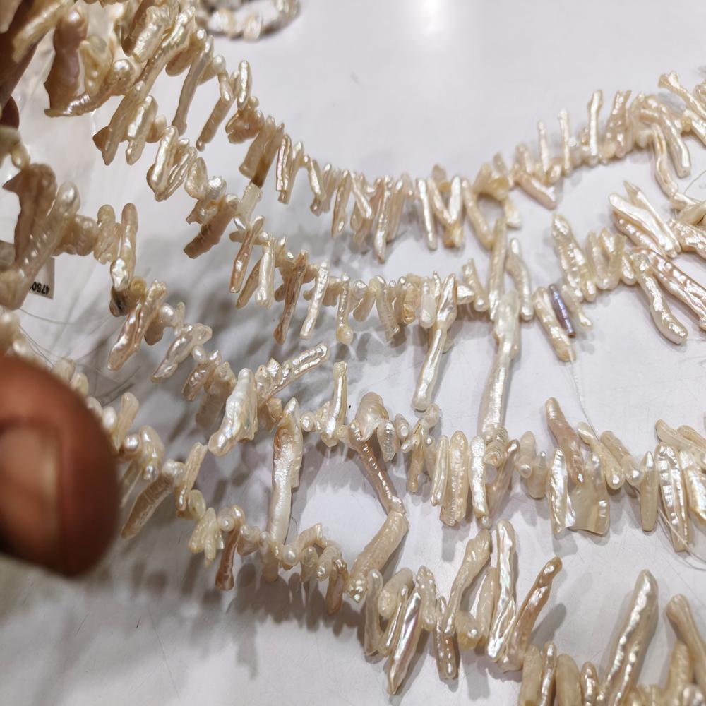 Natural Pearl Pencil Finger Shape 15 to 45mm Beads Sold per strand 16 inches