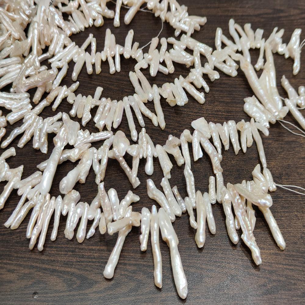 Natural Pearl Pencil Finger Shape 15 to 45mm Beads Sold per strand 16 inches