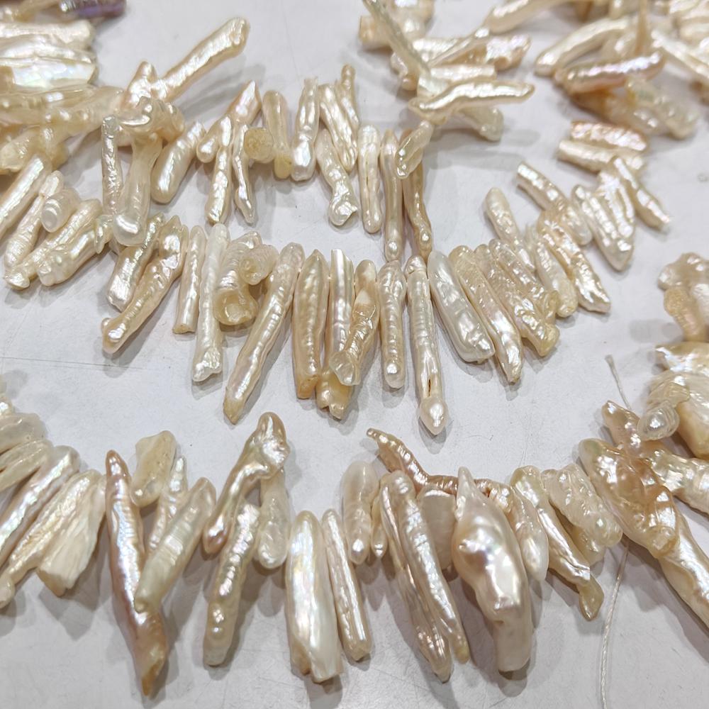 Natural Pearl Pencil Finger Shape 15 to 45mm Beads Sold per strand 16 inches