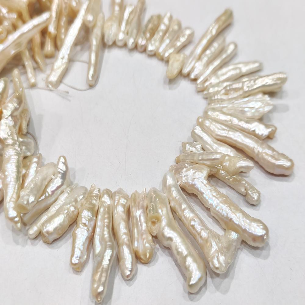 Natural Pearl Pencil Finger Shape 15 to 45mm Beads Sold per strand 16 inches