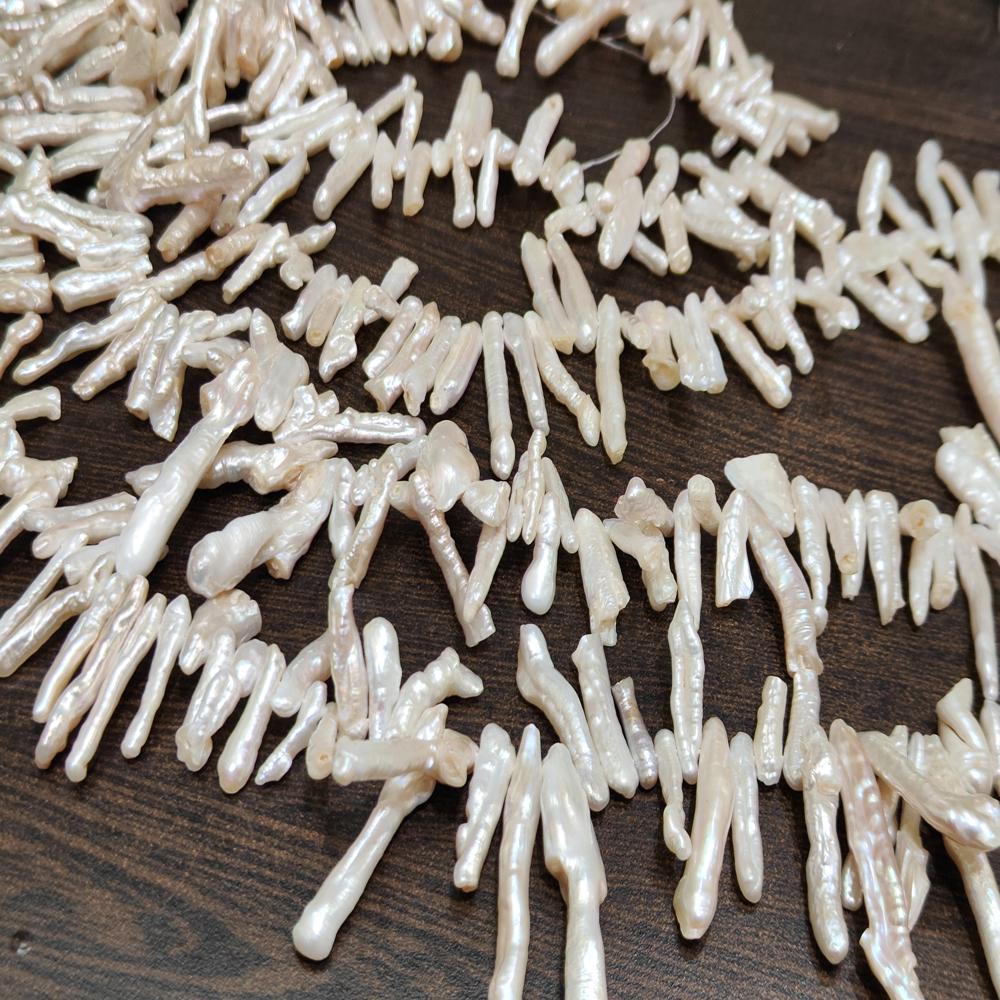 Natural Pearl Pencil Finger Shape 15 to 45mm Beads Sold per strand 16 inches