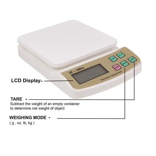 True Sense Multipurpose Digital Kitchen Weighing Scale Capacity 10 Kg, SF-400A