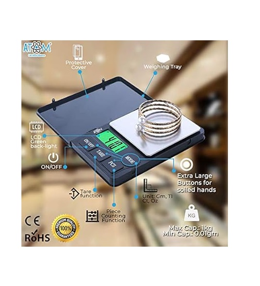 True Sense Notebook Series Digital Scale With 5 Digits LCD Display 0.01 Gm - 500 Gm (Black), A102